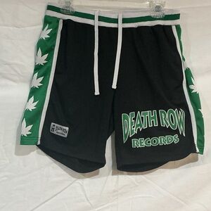 Death Row Records Men's Black and Green Athletic Shorts